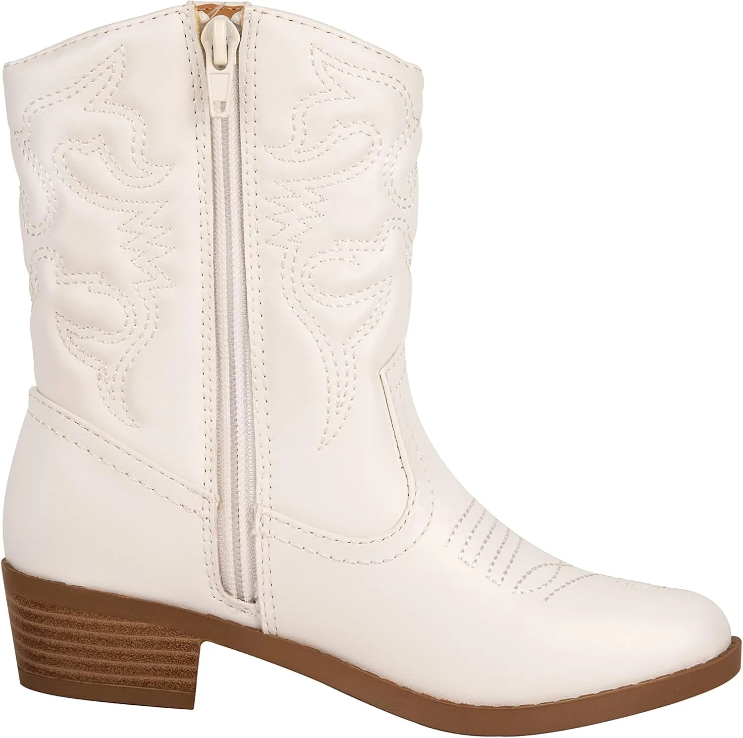 ~ Andie ~ Kids Western Cowboy Stitched Pointe Toe Low Heel Ankle Mid Shaft Fashion Girls Boys Unisex Boots Children