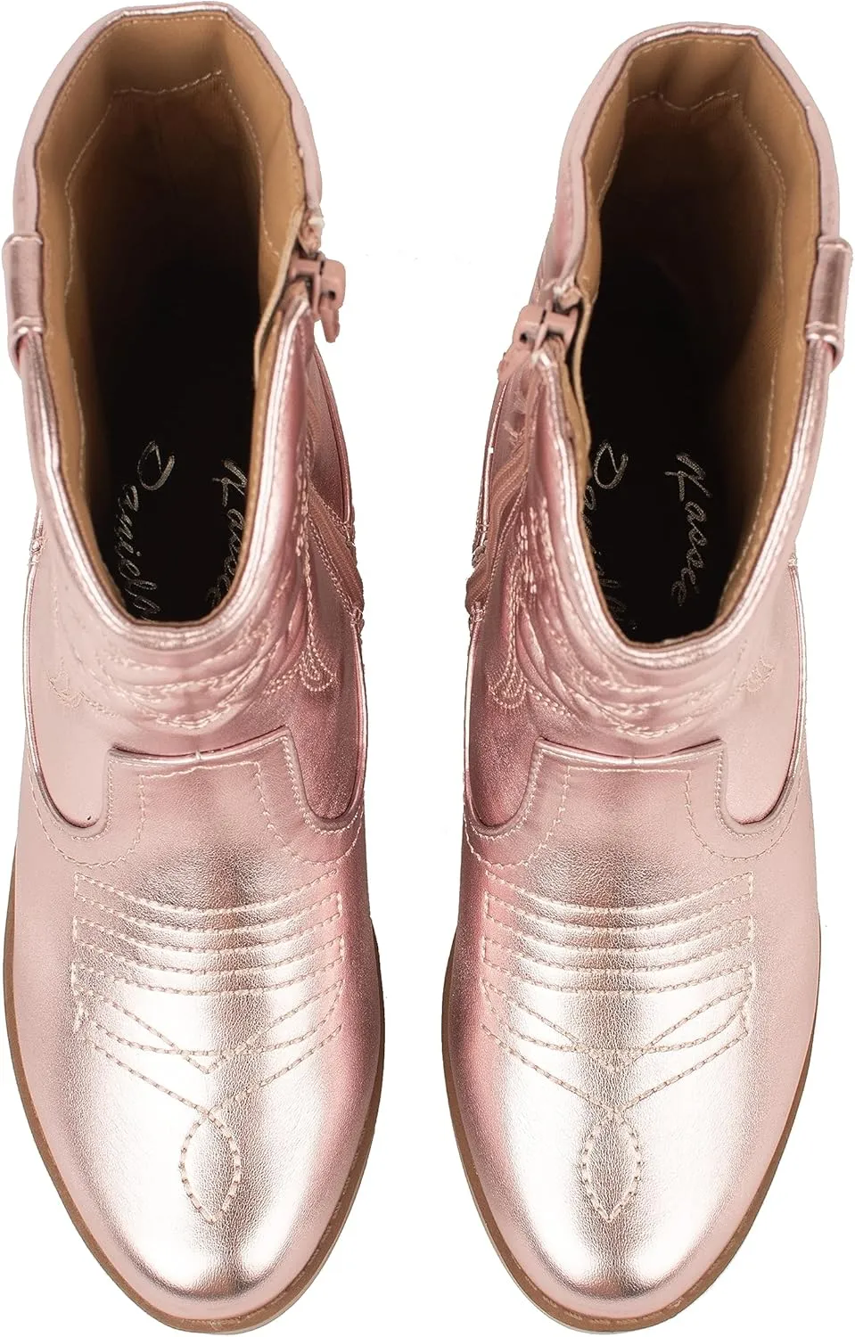 ~ Andie ~ Kids Western Cowboy Stitched Pointe Toe Low Heel Ankle Mid Shaft Fashion Girls Boys Unisex Boots Children