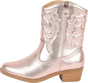 ~ Andie ~ Kids Western Cowboy Stitched Pointe Toe Low Heel Ankle Mid Shaft Fashion Girls Boys Unisex Boots Children