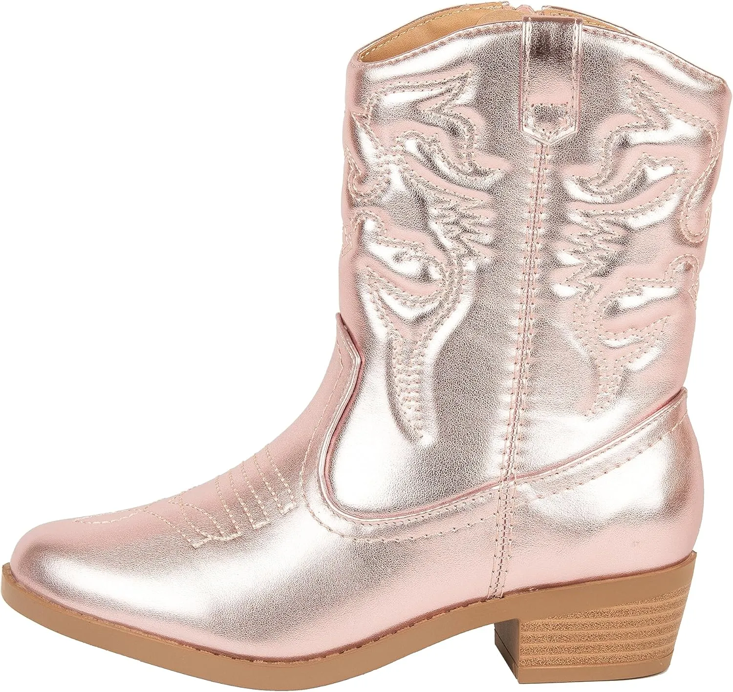 ~ Andie ~ Kids Western Cowboy Stitched Pointe Toe Low Heel Ankle Mid Shaft Fashion Girls Boys Unisex Boots Children