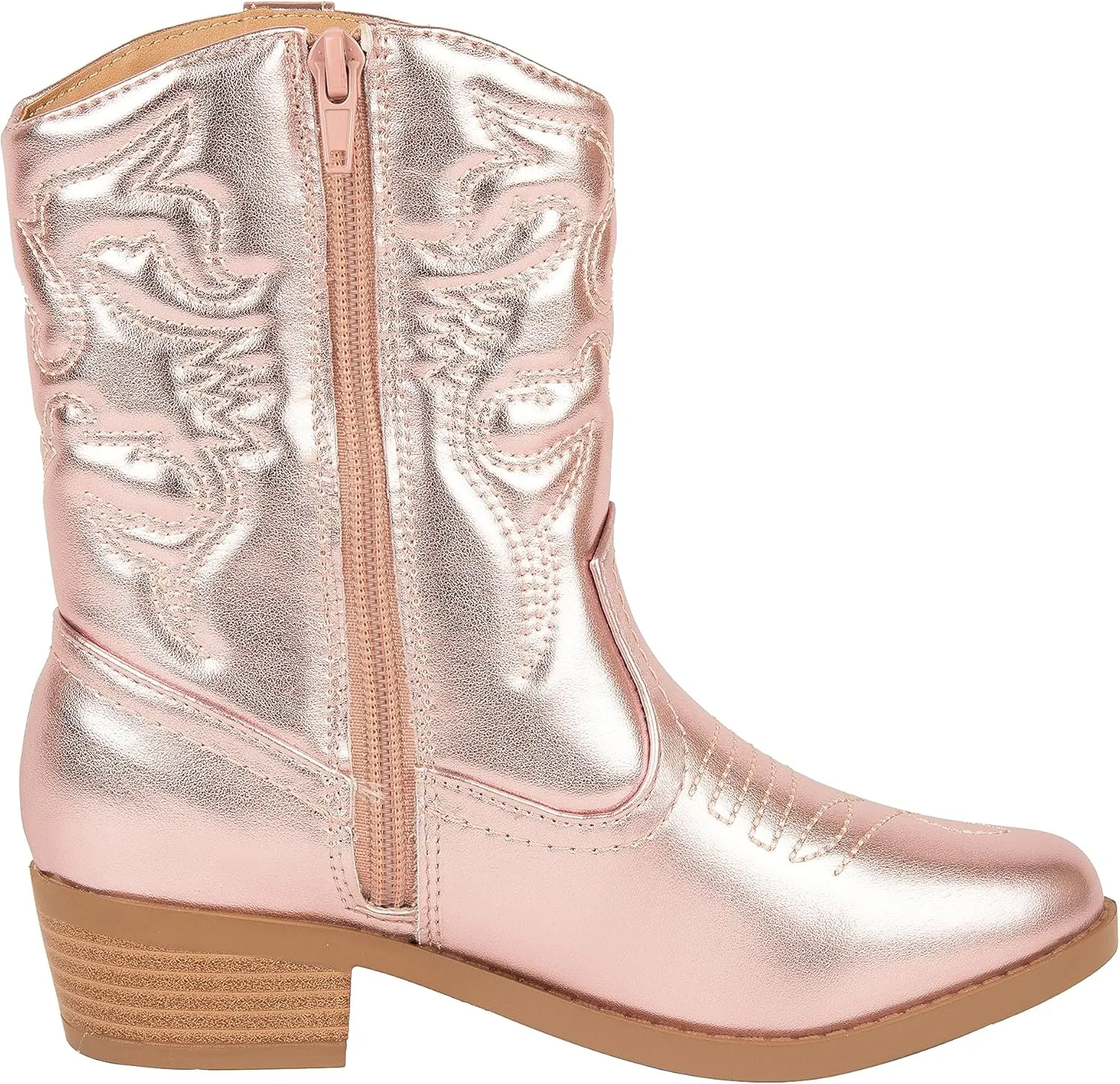 ~ Andie ~ Kids Western Cowboy Stitched Pointe Toe Low Heel Ankle Mid Shaft Fashion Girls Boys Unisex Boots Children