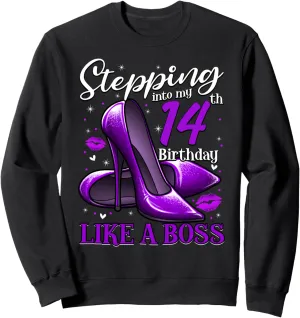 14 and Fabulous High Heels Stepping Into My 14th Birthday Sweatshirt