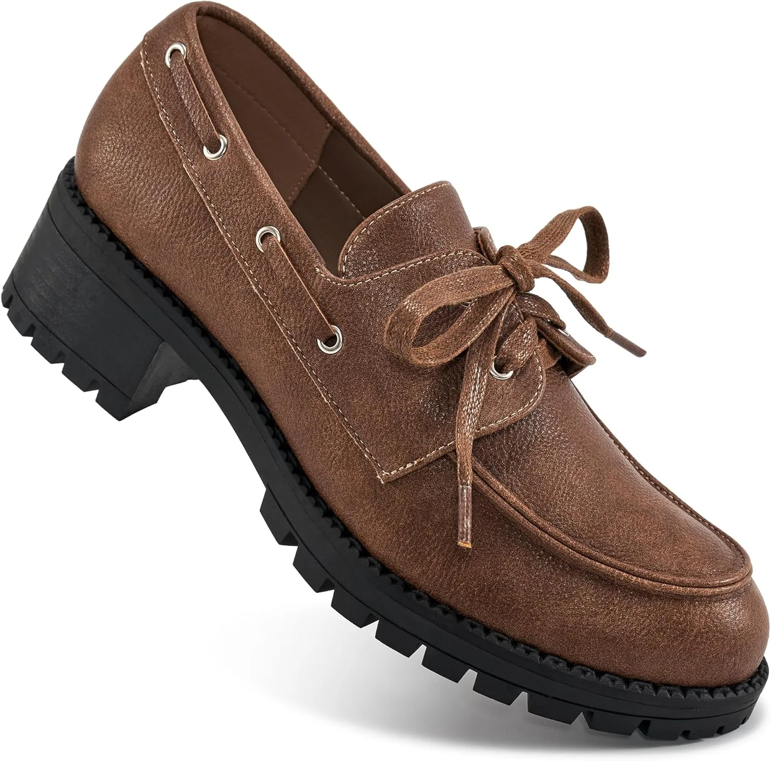 Ablanczoom Platform Oxford Shoes for Women : Lace Up Women's Platform Chunky Loafers with Lug Sole Dress Shoes for Work Business