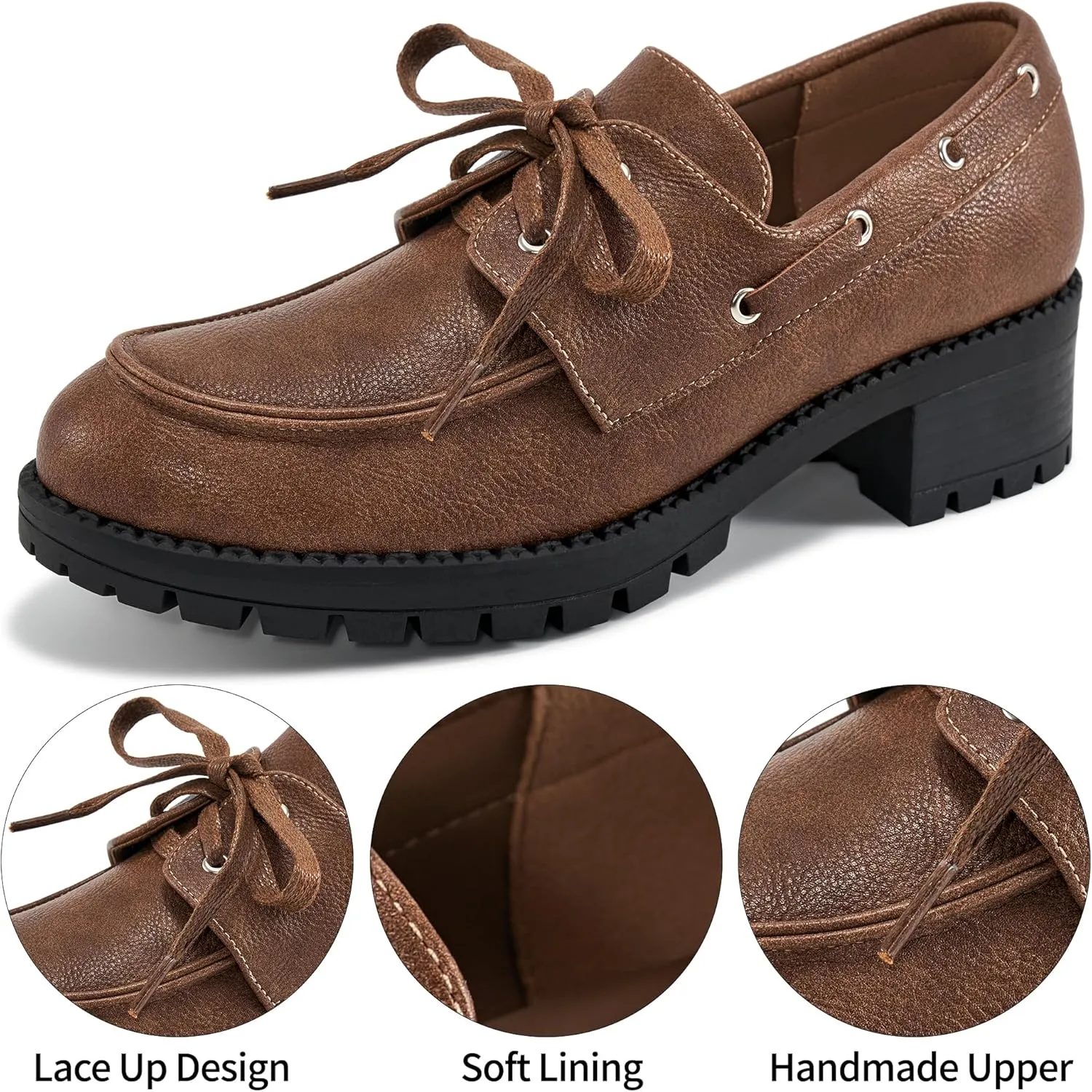 Ablanczoom Platform Oxford Shoes for Women : Lace Up Women's Platform Chunky Loafers with Lug Sole Dress Shoes for Work Business