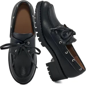 Ablanczoom Platform Oxford Shoes for Women : Lace Up Women's Platform Chunky Loafers with Lug Sole Dress Shoes for Work Business