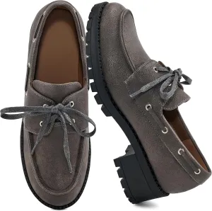 Ablanczoom Platform Oxford Shoes for Women : Lace Up Women's Platform Chunky Loafers with Lug Sole Dress Shoes for Work Business