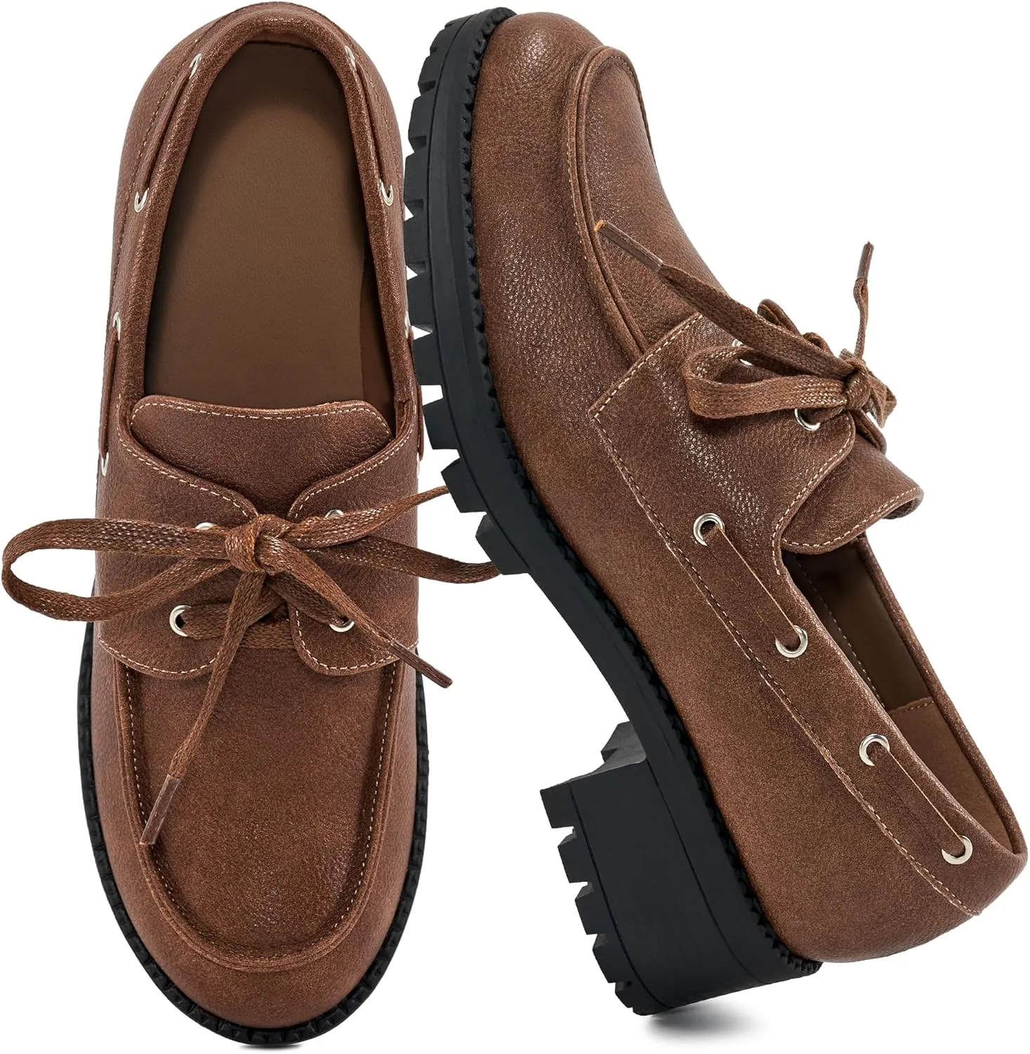 Ablanczoom Platform Oxford Shoes for Women : Lace Up Women's Platform Chunky Loafers with Lug Sole Dress Shoes for Work Business