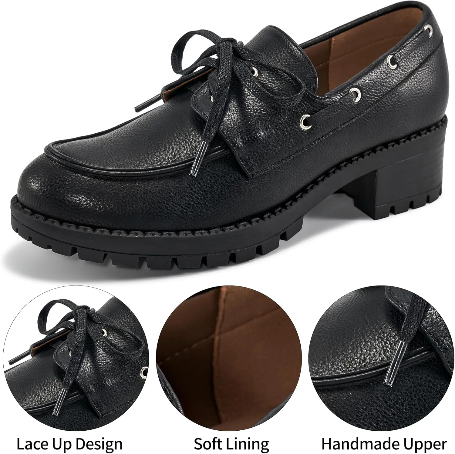 Ablanczoom Platform Oxford Shoes for Women : Lace Up Women's Platform Chunky Loafers with Lug Sole Dress Shoes for Work Business