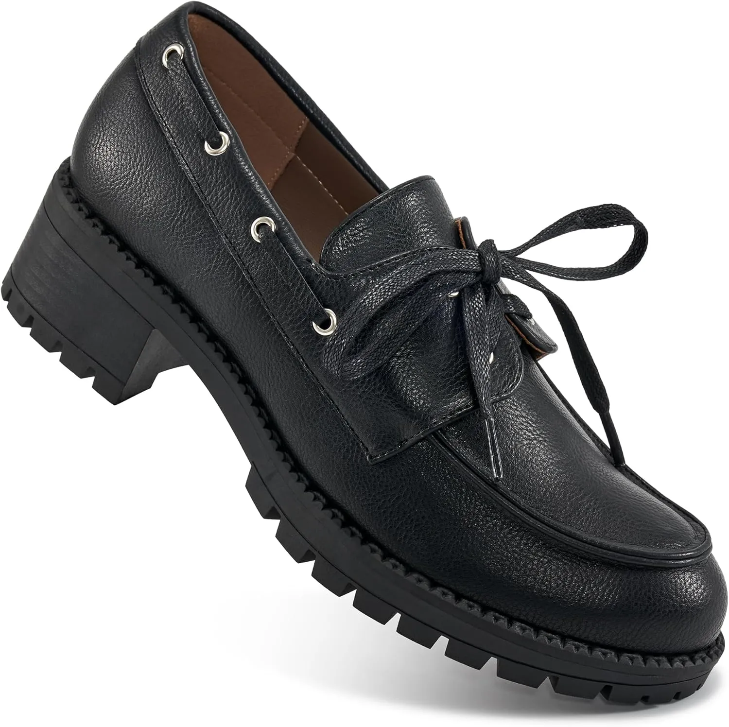 Ablanczoom Platform Oxford Shoes for Women : Lace Up Women's Platform Chunky Loafers with Lug Sole Dress Shoes for Work Business