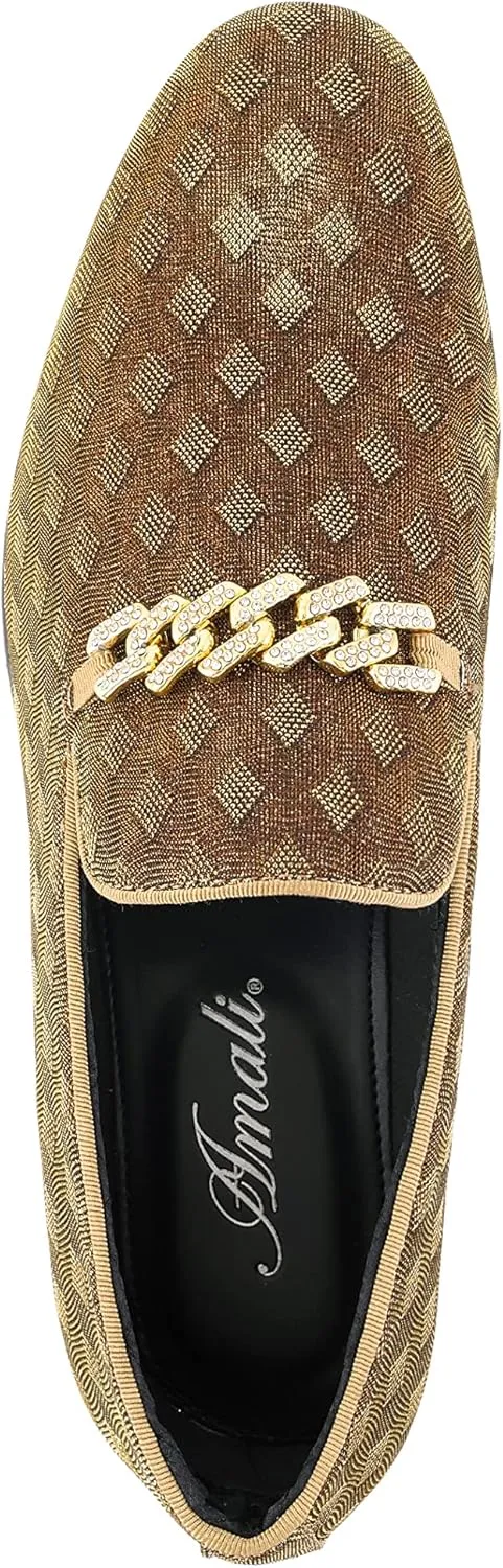 Amali Aller, Mens Casual Shoes - Loafers Men Slip on Shoes - Man Made Velvet Men's Slippers with Metal and Knitted Buckle - Mens Tuxedo Shoes
