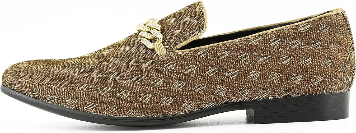 Amali Aller, Mens Casual Shoes - Loafers Men Slip on Shoes - Man Made Velvet Men's Slippers with Metal and Knitted Buckle - Mens Tuxedo Shoes