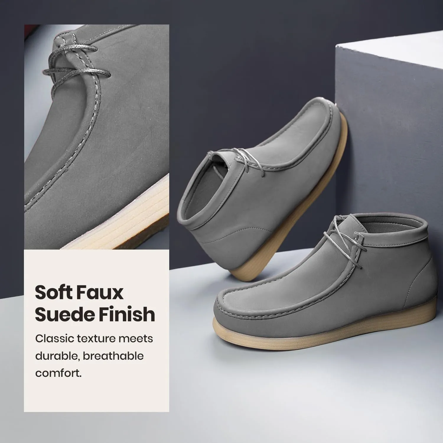 Amali Casual Chukka Boots for Men, High-Top, Lace Up Suede Men's Shoes, Desert Boots with Crepe Rubber Sole