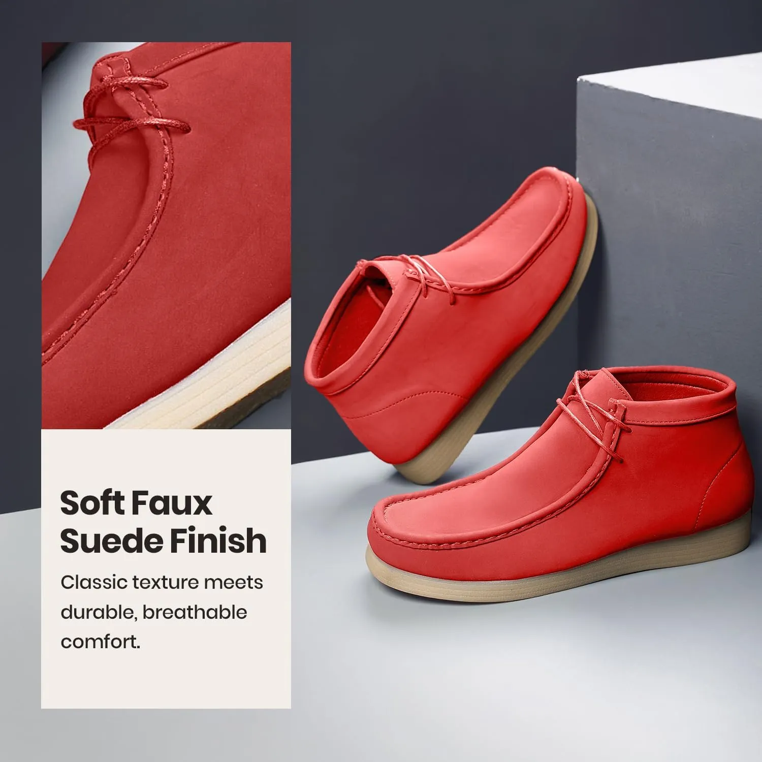 Amali Casual Chukka Boots for Men, High-Top, Lace Up Suede Men's Shoes, Desert Boots with Crepe Rubber Sole