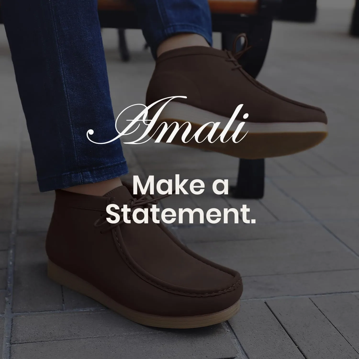 Amali Casual Chukka Boots for Men, High-Top, Lace Up Suede Men's Shoes, Desert Boots with Crepe Rubber Sole