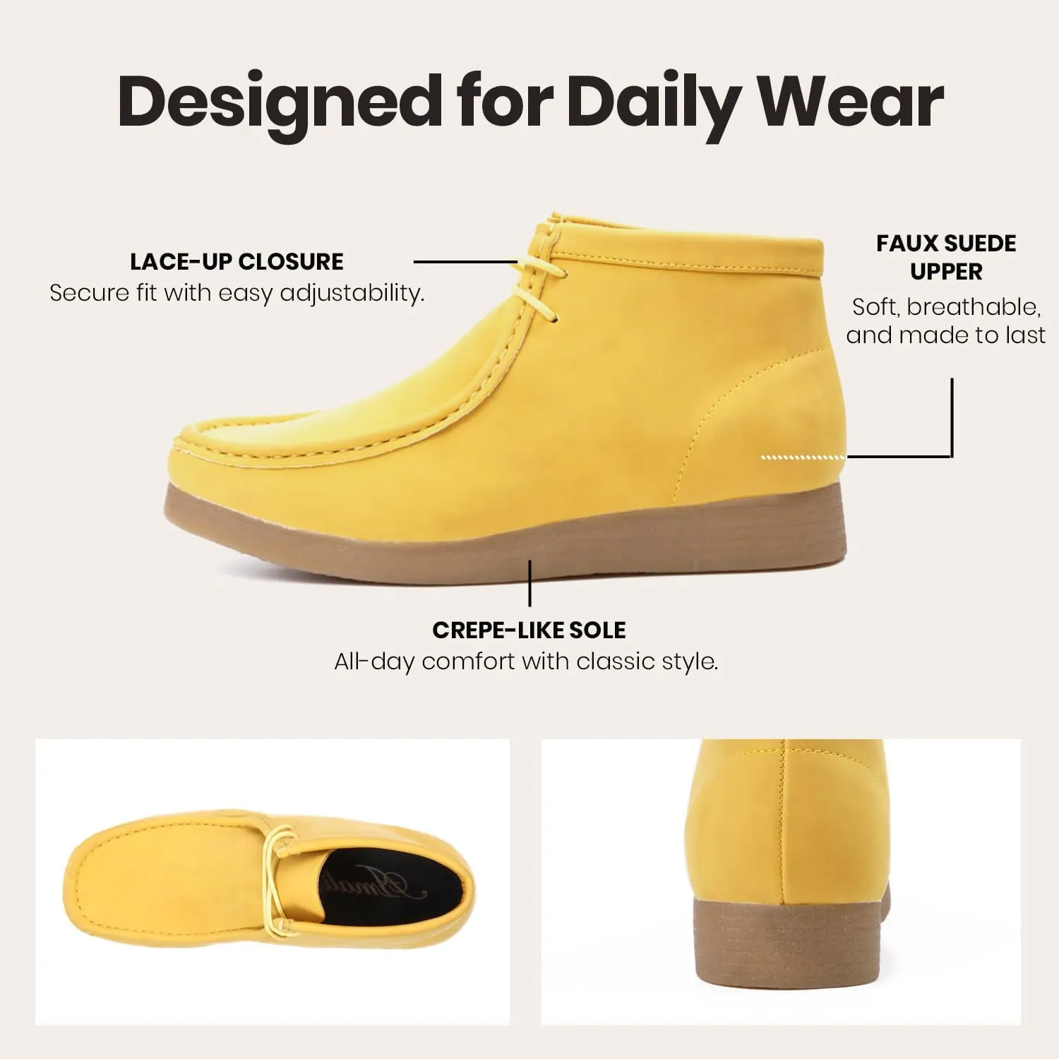 Amali Casual Chukka Boots for Men, High-Top, Lace Up Suede Men's Shoes, Desert Boots with Crepe Rubber Sole