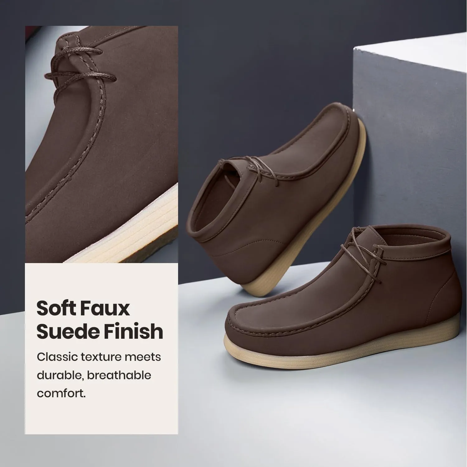 Amali Casual Chukka Boots for Men, High-Top, Lace Up Suede Men's Shoes, Desert Boots with Crepe Rubber Sole