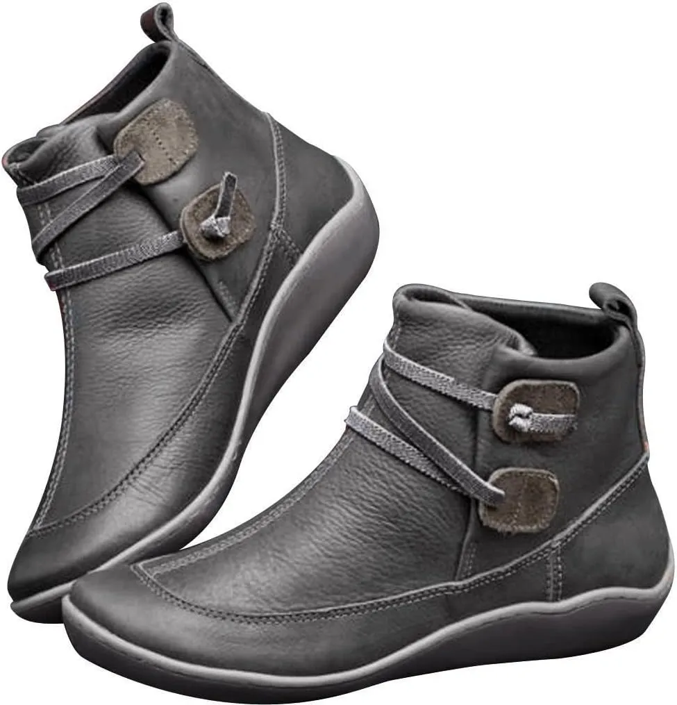 AMDBEL Ankle Boots for Women, Cowgirl Boots Women Slip On Loafers Chunky Block Heel Shoes Office Hollow-out Low Heel Booties