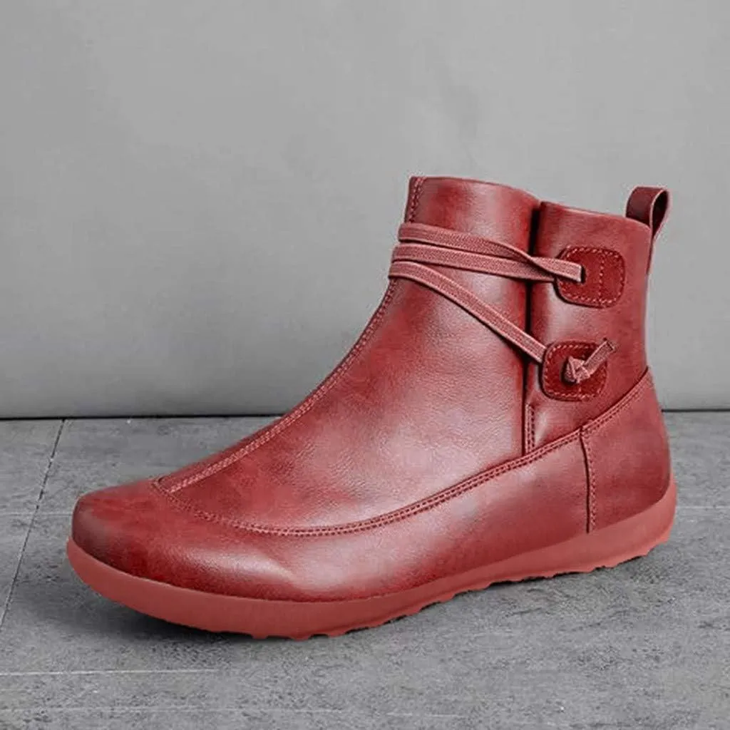 AMDBEL Ankle Boots for Women Cut Out Slip On Short Chunky Stacked Heel Perforated Side V Cut Western Booties Cutout Shoes
