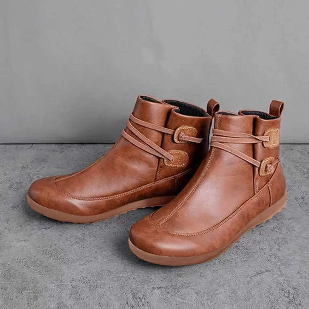 AMDBEL Ankle Boots for Women Cut Out Slip On Short Chunky Stacked Heel Perforated Side V Cut Western Booties Cutout Shoes
