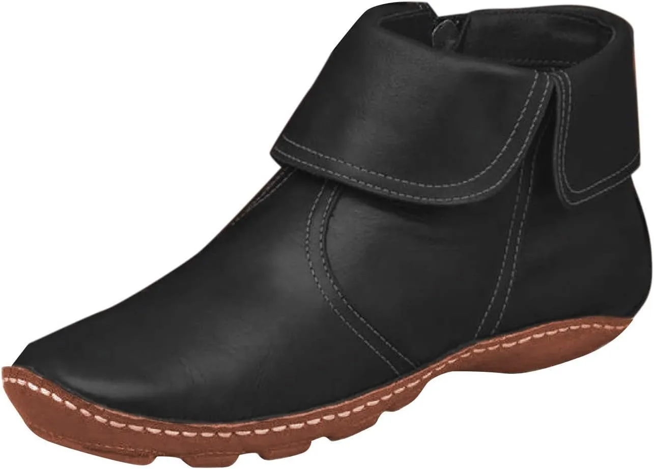 AMDBEL Ankle Boots Women Low Heel, Winter Boots for Women 2023, Womens Boots Low Heel Womens Low Heel Fashion Lace Up Zipper Booties Fall Short Bootie Slip On Vintage Shoes