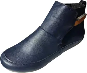 AMDBEL Chelsea Boots Women Low Heel,Ankle Boots Wide, Side Zipper Lace Up Flat Ankle Boots Arch Support Orthopedic Booties for Plantar Fasciitis Comfy Wide Width Round Toe Lace Up Side Zipper Boots 01