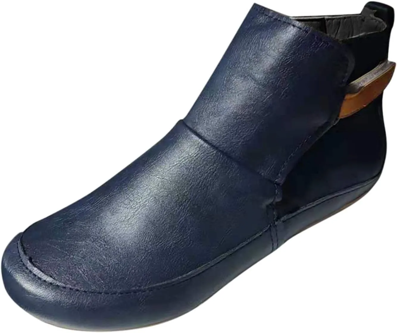 AMDBEL Chelsea Boots Women Low Heel,Ankle Boots Wide, Side Zipper Lace Up Flat Ankle Boots Arch Support Orthopedic Booties for Plantar Fasciitis Comfy Wide Width Round Toe Lace Up Side Zipper Boots 01
