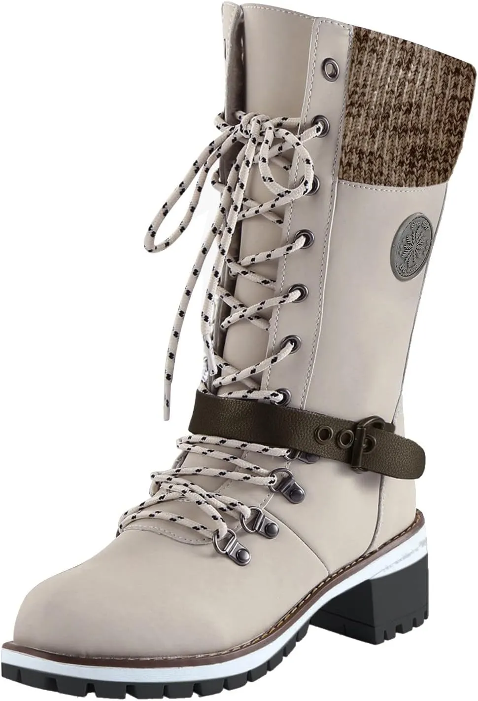 AMDBEL Fall Boots for Women 2023, Women's Combat Riding Platform Knee High Boots Lace Up Fall Gothic Motorcycle Boots