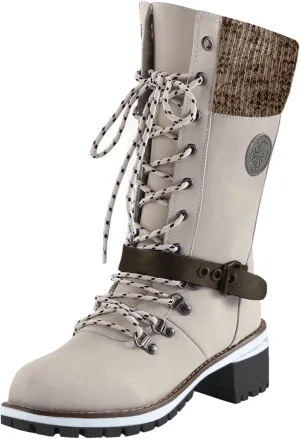 AMDBEL Fall Boots for Women 2023, Women's Combat Riding Platform Knee High Boots Lace Up Fall Gothic Motorcycle Boots