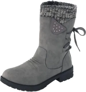 AMDBEL Knee High Boots Women Low Heel, Womens Boots Fall 2023 Knee High, Snow Boots for Women Fur Lined Round Toe Square Heel Snow Boots Winter Mid Calf Boots
