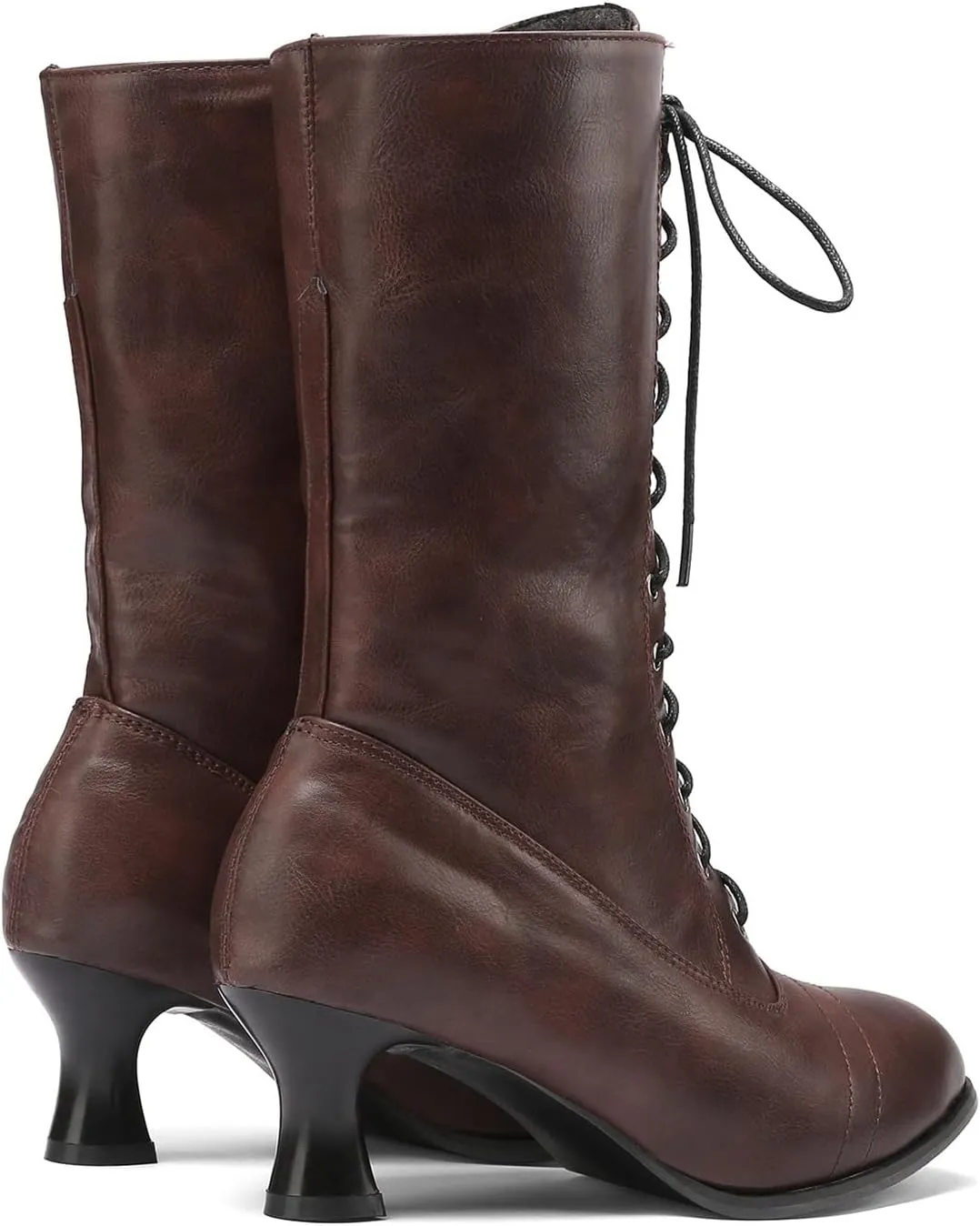 AMDBEL Renaissance Boots Women Wide Calf,Women Medieval Pirate Boots Flat Pull On Western Knight Boots Low Heel Tall Boots