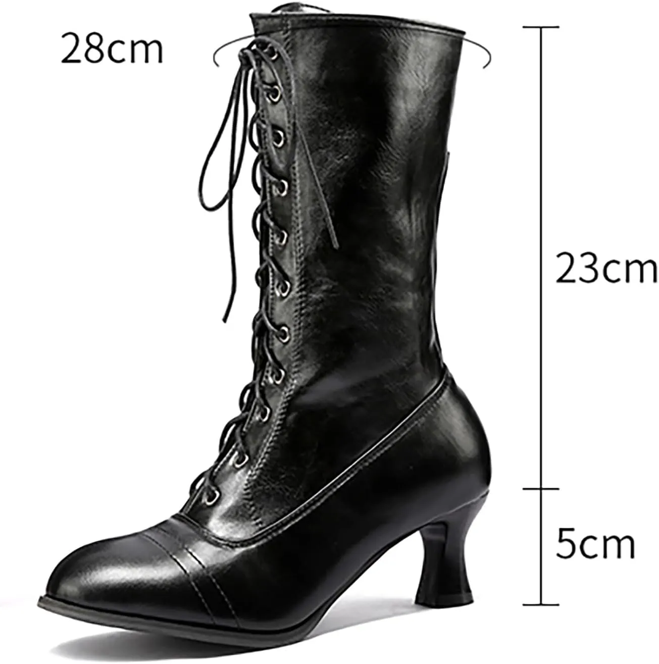 AMDBEL Renaissance Boots Women Wide Calf,Women Medieval Pirate Boots Flat Pull On Western Knight Boots Low Heel Tall Boots