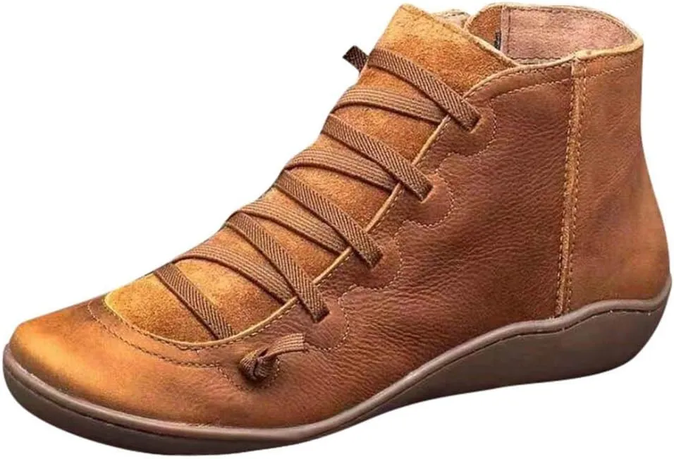 AMDBEL Short Boots for Women Wide Width,Short Boots Waterproof, Women's Ankle Boots & Booties Black Chunky Dress Ankle Boots Retro Western Cowboy Boots Casual Slip On Short Booties 02