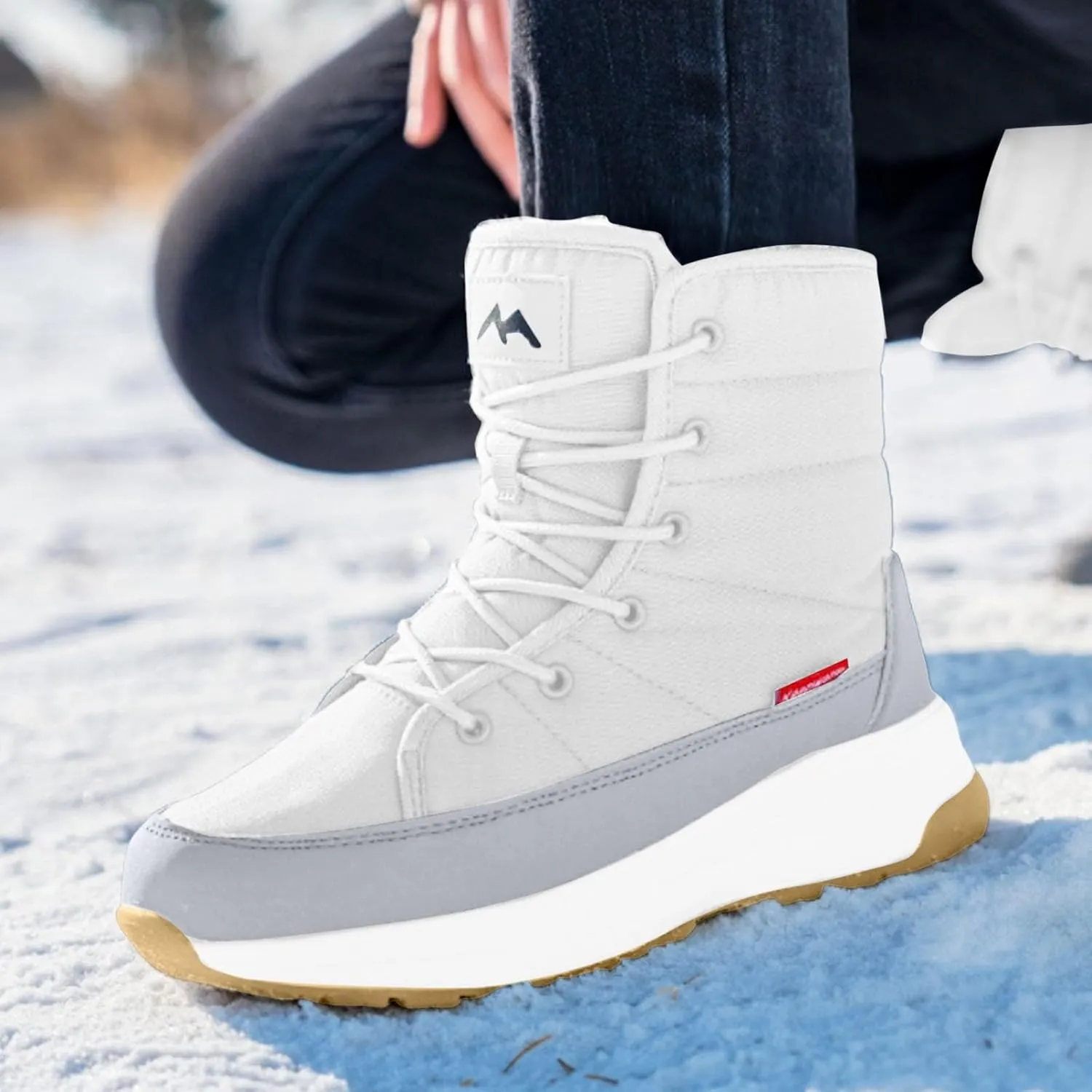 AMDBEL Snow Boots for Women,Womens Winter Snow Boots Waterproof Shoes Warm Fur Lined Comfortable Hiking Walking Ankle Booties