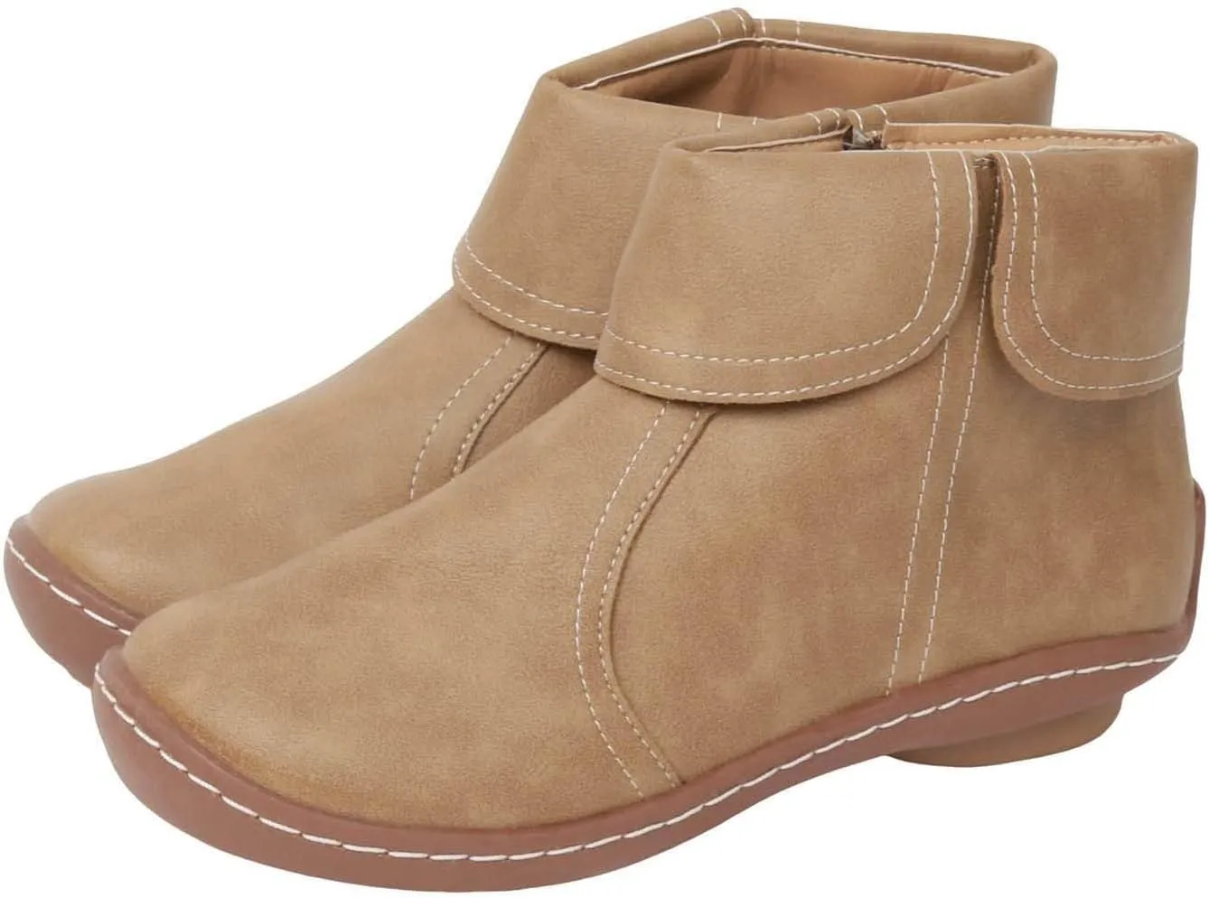 Ankle Boots for Women Fall Boots Women Round Toe Comfortable Side Zipper Flat Casual Walking Shoes Women Short Boots