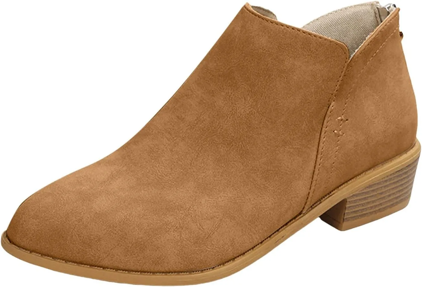 Ankle Boots for Women Low Heel Chunky Heel Boots Women's Fashion Color Matching Fall Winter Side Zipper Short Boots