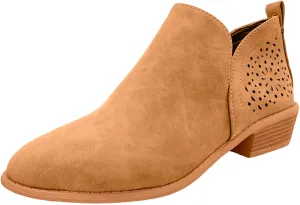 Ankle Boots For Women Low Heel Skeleton with Holes Casual Fashion Solid Color With Heel Nude Shoes Side Zipper Boots