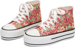 ANTLULU Girls?? Platform Canvas Shoes Low Top and High Top Canvas Sneakers Lace-up Fashion Casual Shoes for Girls