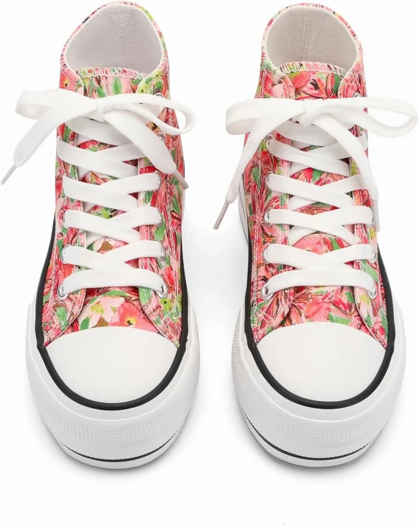 ANTLULU Girls?? Platform Canvas Shoes Low Top and High Top Canvas Sneakers Lace-up Fashion Casual Shoes for Girls