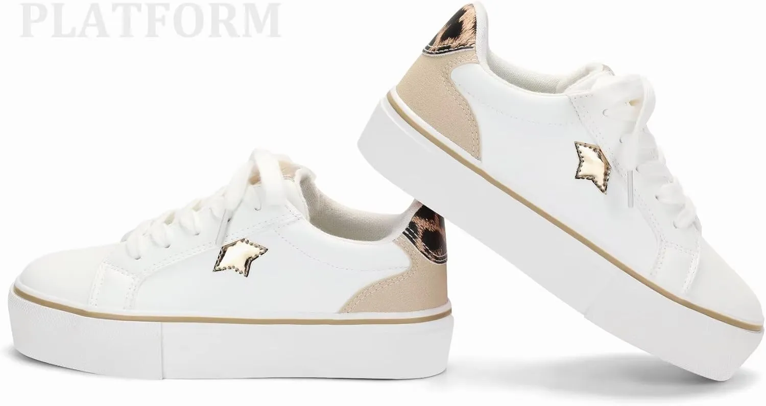 ANTLULU Girls??Platform Canvas Shoes Low Top and High Top Canvas Sneakers Lace-up Fashion Casual Shoes for Girls