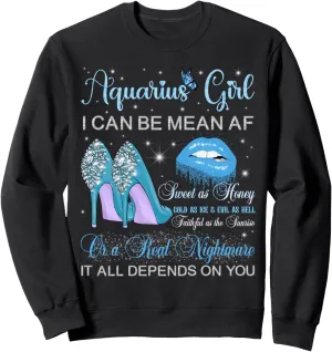 Aquarius Girl Birthday High Heels Dripping Lips Butterfly Sweatshirt