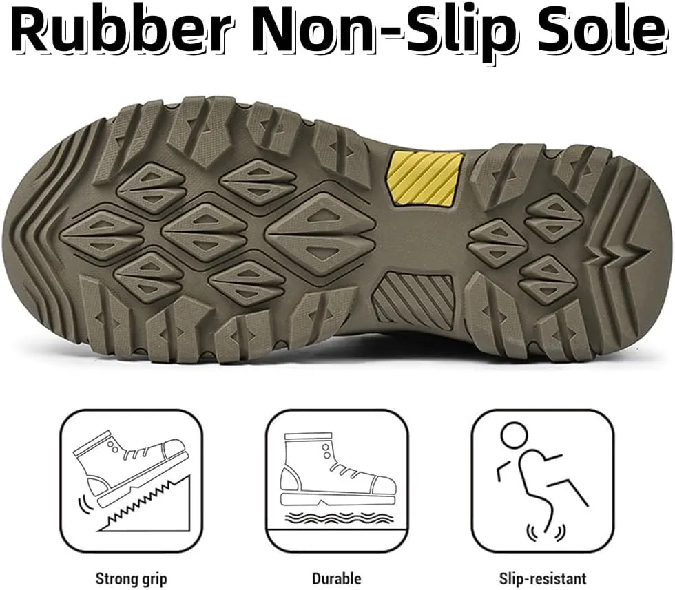 Asifn Mens Lightweight Hiking Shoes Outdoor Wearable Work Shoes Leather Breathable Sneakers Non-Slip Driving Shoes