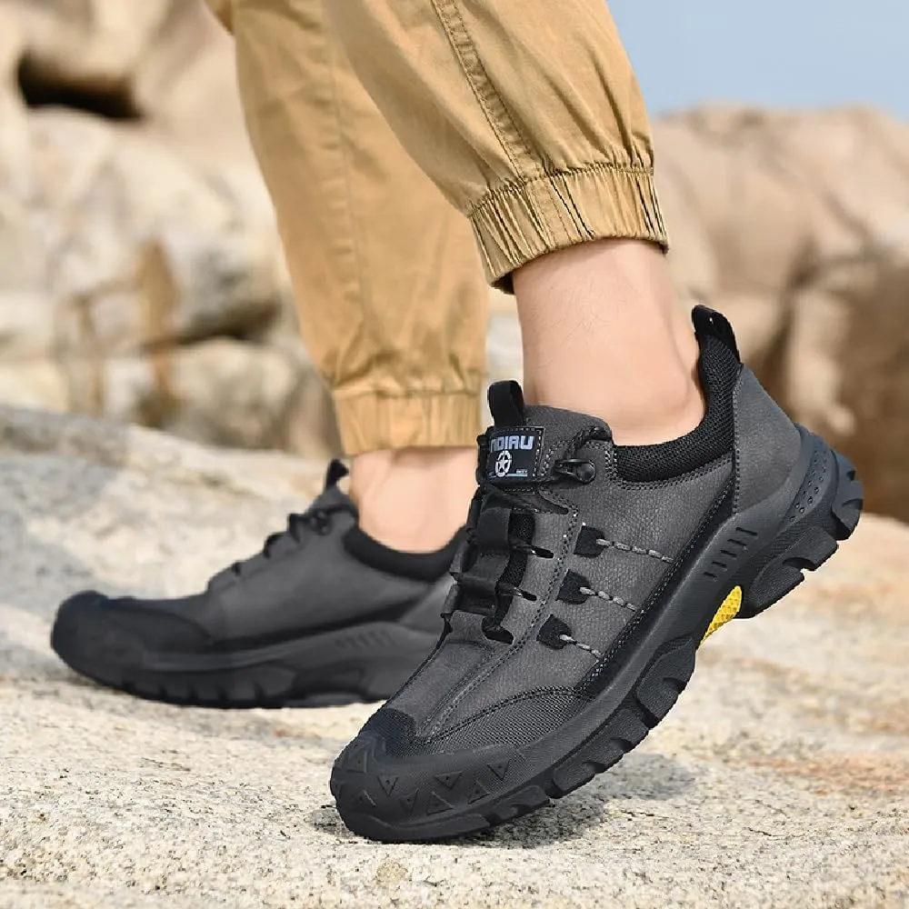 Asifn Mens Lightweight Hiking Shoes Outdoor Wearable Work Shoes Leather Breathable Sneakers Non-Slip Driving Shoes
