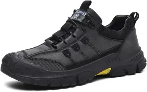 Asifn Mens Lightweight Hiking Shoes Outdoor Wearable Work Shoes Leather Breathable Sneakers Non-Slip Driving Shoes