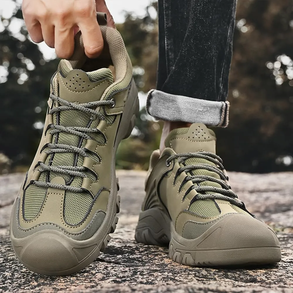Asifn Mens Lightweight Hiking Shoes Outdoor Wearable Work Shoes Leather Breathable Sneakers Non-Slip Driving Shoes