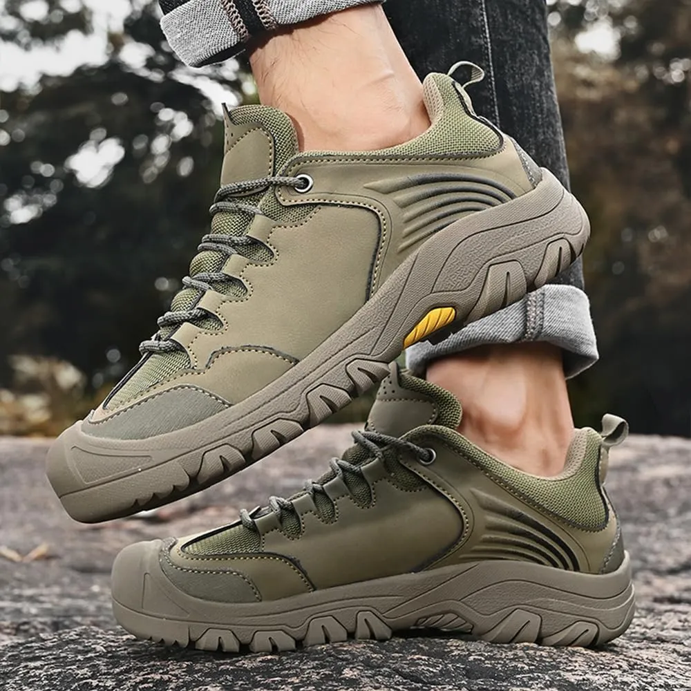 Asifn Mens Lightweight Hiking Shoes Outdoor Wearable Work Shoes Leather Breathable Sneakers Non-Slip Driving Shoes