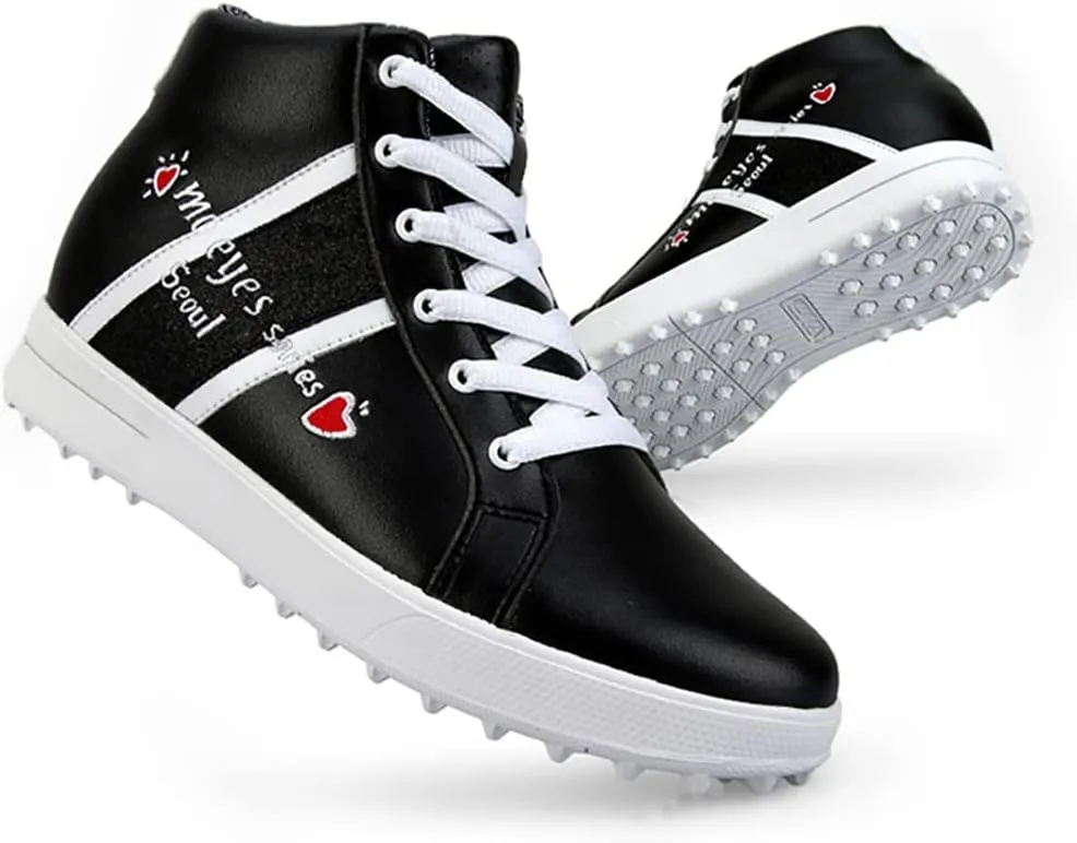 BHB High Heel Golf Shoes for Women and Girls, Waterproof Spikeless Glitter Golf Shoes for Girls