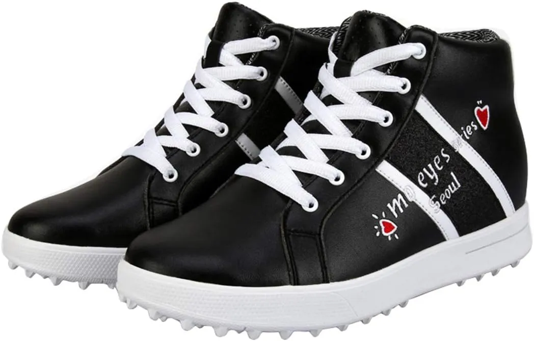 BHB High Heel Golf Shoes for Women and Girls, Waterproof Spikeless Glitter Golf Shoes for Girls