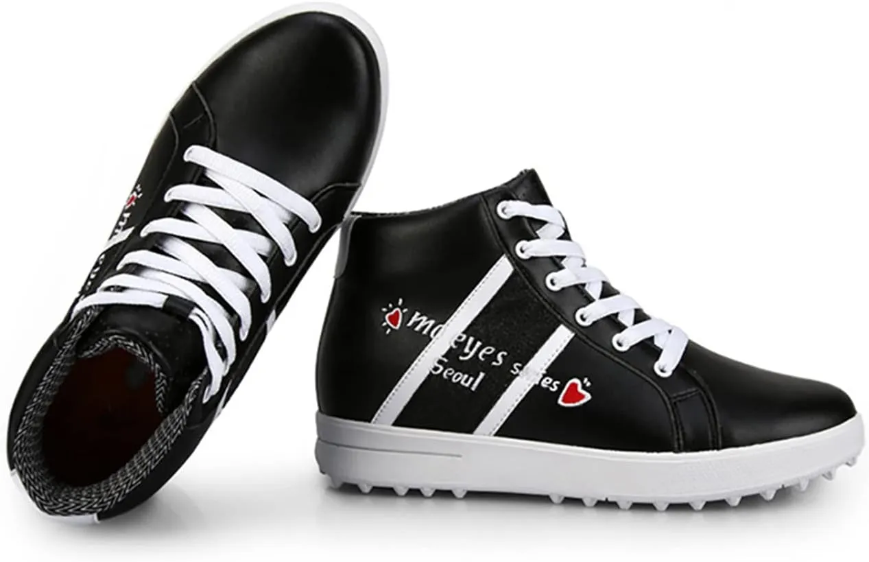 BHB High Heel Golf Shoes for Women and Girls, Waterproof Spikeless Glitter Golf Shoes for Girls