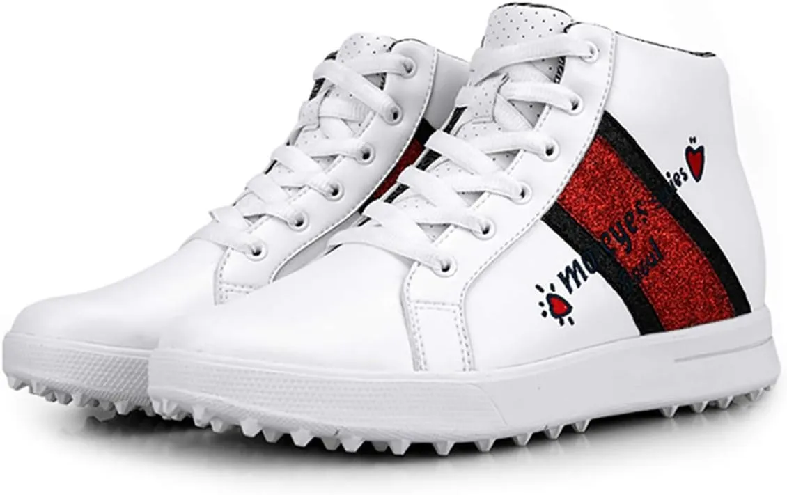 BHB High Heel Golf Shoes for Women and Girls, Waterproof Spikeless Glitter Golf Shoes for Girls