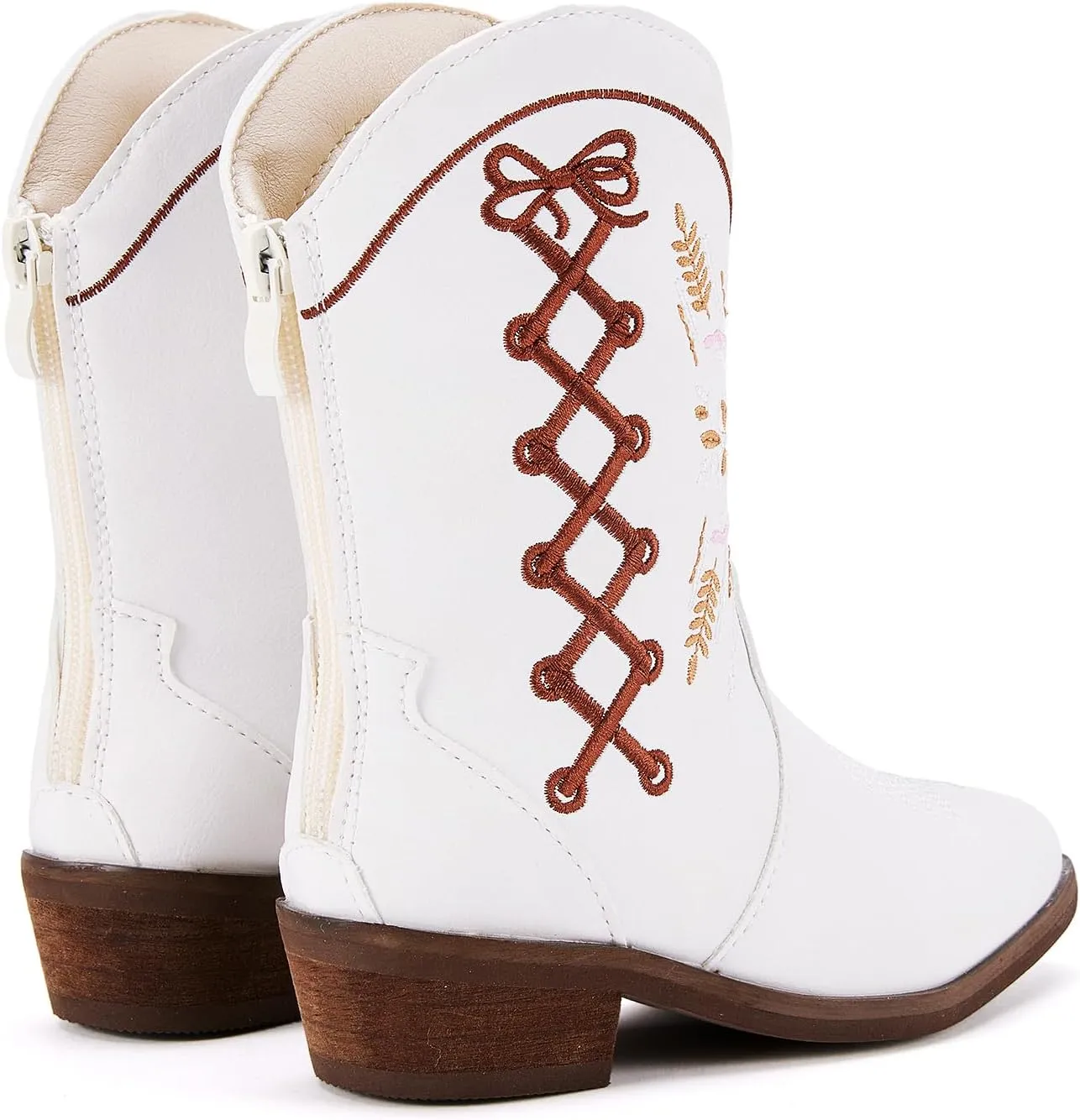 BMCiTYBM Toddler Little Girls Cowboy Cowgirl Boots Kids Pointed Toe Western Boots Mid Calf Side Zipper Riding Shoes for All Seasons (Toddler/Little Kid)
